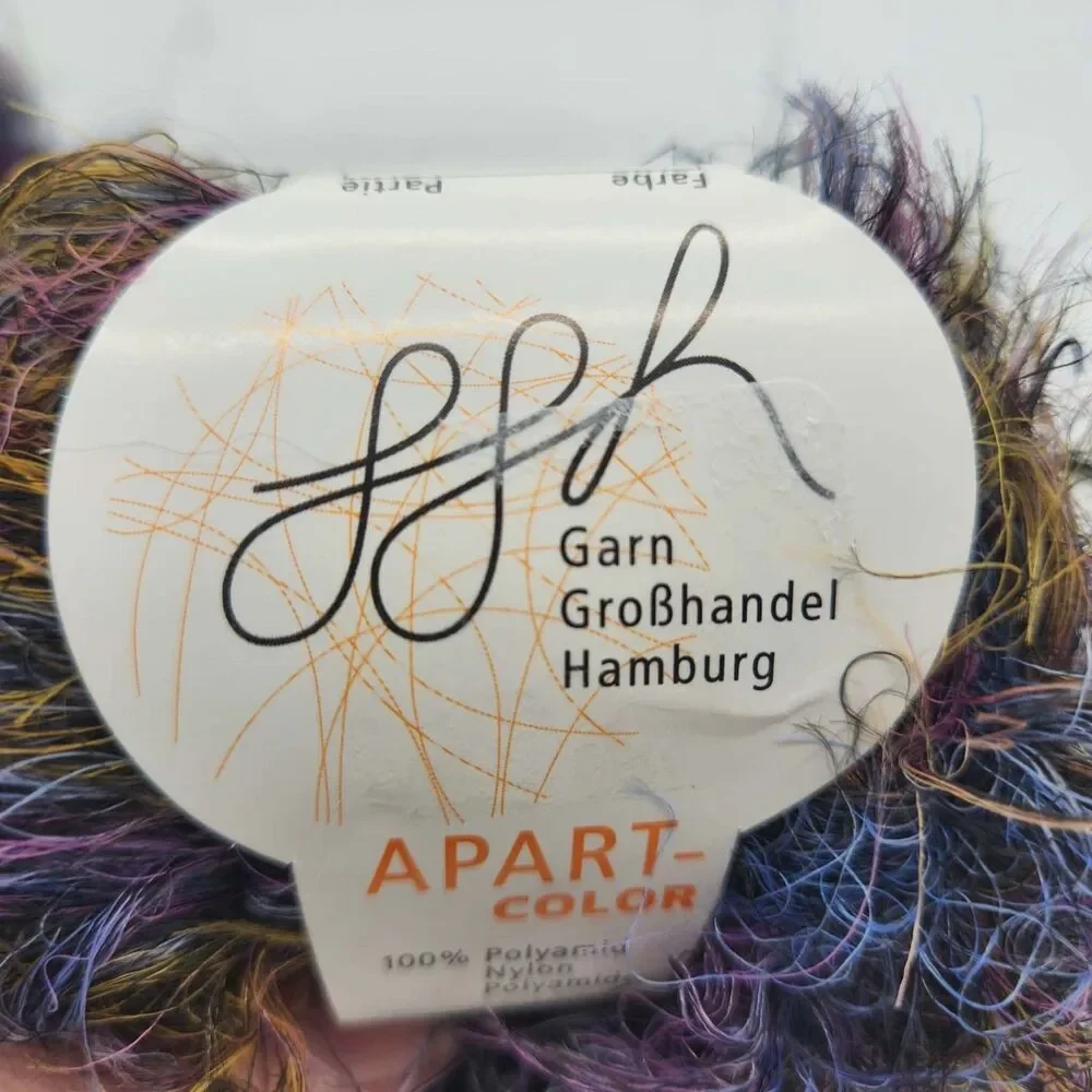 GGH Apart Color Eyelash Yarn 2 Skeins Color 115 Blues Purple Gold 50g 110m NEW